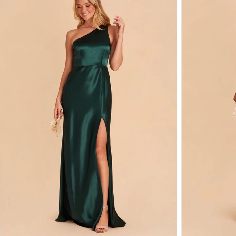 Kira Birdy Grey Satin Emerald Bridemaid Dress sz S